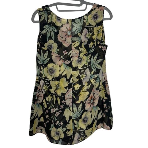 Cabi Top Women S Floral Gray Pink V Neck Ruffled Career Modest Office Spring - Picture 2 of 4